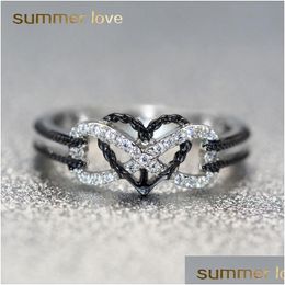 Cluster Rings Exquisite Designer Jewellery Rings Infinite Love Motif Twotone Anchor Heart Promise Wedding Engagement Ring For Women Gif Dhqi2