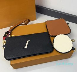 Designer -3pcs Clutch Wallets Letters Round Coin Purse Fashion Hand Wallet Pouch Multiple Colours