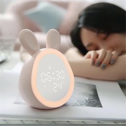 Table Clocks Alarm Clock Digital USB Charge For Kids Creative Cube LED Smart Desk Electronic Tabletop Wake Up Bedroom