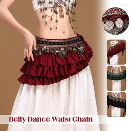 Stage Wear Luxurious Retro Womens Belly Dance Hip Scarf With Antique Copper Coin Pendant Tribal Vintage Satin Wrap Costume Belt
