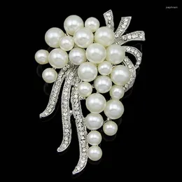 Brooches Simulated Pearl Jewelry Brand Wedding Bouquet Elegant Rhinestone Brooch Pins For Women