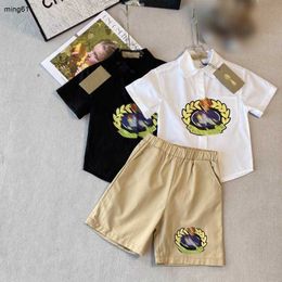 Brand kids lapel shirt suit summer child tracksuits Size 100-150 Short sleeved shirt and khaki shorts 24Feb20