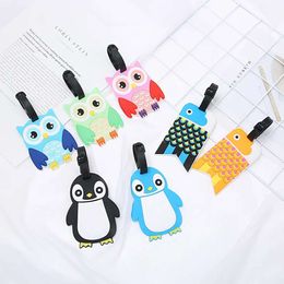 Creative Cute Luggage Tag Cartoon Owl Pengui Suitcase ID Address Holder Baggage Boarding Tags Portable Label Travel Accessories