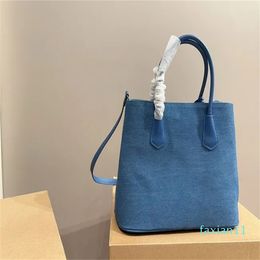 Denim Tote Crossbody Handbag Shopping Bags Ladies Handbags Purse Canvas Material Genuine Leather Handle Fashion Letter Large Capacity