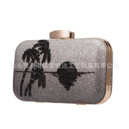 New embroidered beads two-color gradient glitter powder banquet bag, dinner bag, dating bag, women's bag, 6p 240222 240222