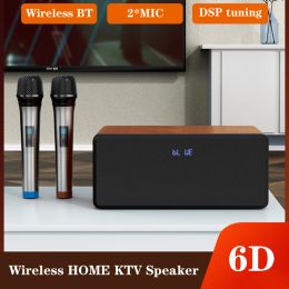 Speakers Karaoke Home System Karaoke Machine With 2*Cordless Microphone Independent DSP Builtin Sound Card MIC Bluetooth Speaker Sing 2