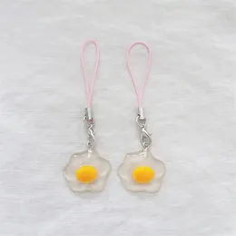 Keychains Cute Transparent Egg Phone Charm Sunny Side Up Jelly Mobile Chain Keychain For Bags And Electronics Kawaii Gift Idea