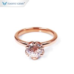 Rings Tianyu Gems Round Jubilee Cut Colorless Moissanite Solitaire Rings for Women Diamonds Petal 14K 18K Solid Gold Wedding Jewelry