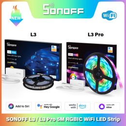 Control SONOFF L3/L3 Pro 5M WiFi Smart LED Strip Light Flexible RGB Lights Decoration LED Lamp Tape Smart Home Via Alexa Google Home