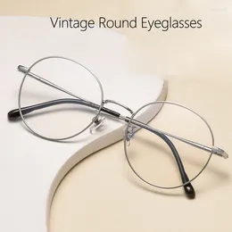 Sunglasses Frames Fashion Vintage Round Eyeglasses Man Woman Ultra Light Alloy Spectacle Myopia Astigmatism Hyperopia Optical Prescription