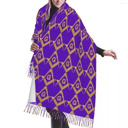 Scarves Ladies Large Gold Freemason Logo Women Winter Fall Soft Warm Tassel Shawl Wraps Masonic Mason Fashion Versatile Scarf