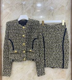Free Shipping 2024 Gold Gray Long Sleeves Women's Coats Designer Metal Buttons Knitting Women Cardigans dh22204