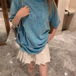 Designer clothes women T-shirt summer solid Colour simple and fashionable letter print Y2k loose casual pure cotton light luxury top