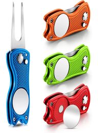 H9241 Foldable Golfs Divot Tool Magnetic Golf Button Tools Golf Ball Marker 10 Colors8904449