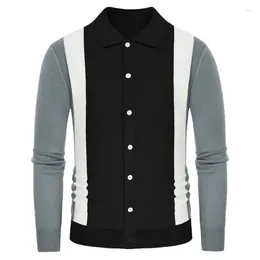 Men's Polos 2024 Knit Long Sleeve Polo Shirt Men Casual Streetwear Lapel Button Turn Down Leisure T Luxury Clothing Spring And Autumn