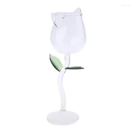 Wine Glasses Rose Flower Shaped Transparent Martini Glass Drinking Cocktail Cups Material Perfect For Bar Wedding Parties
