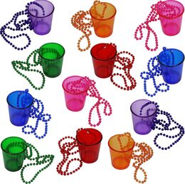 Shot Glass on Beaded Necklace Drink Cup Mardi Gras St. Patrick's Day Birthday Wedding Bachelorette Halloween Christmas Party Decorations