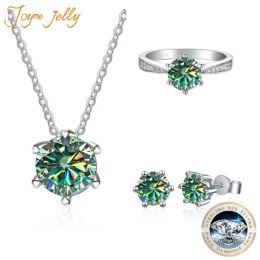 Sets JoyceJelly Moissanite Jewellery Set With 1CT D Colour VVS 3EX moissanite stone pass diamond test Wedding Luxury Fine Jewellery gift