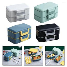 Dinnerware Lunch Box Insulated Bento 2 Layer Sealed Microwave Container For Picnics Camping Travel Meal Fruit Salad