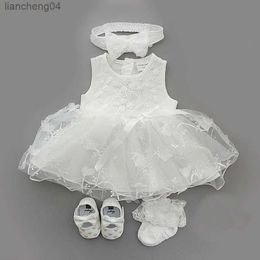 Girl's Dresses Newborn Baby Girl Dress Clothes 0 3 6 Months White Dresses Infant Tutu Bodysuit Party Outfits White Baptism Dress Shoes Set
