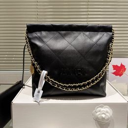 22 Garbage bag Designer Women Shoulder Bag Cowhide Diamond Black Hardware Metal clasp Luxury Handbag Gold Coin matelasse chain crossbody bag Shopping Bag Travel bag