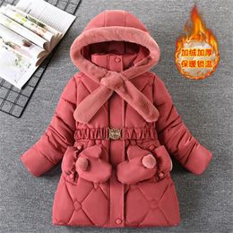 Down Coat 2024 Winter Girls Jacket Warm Windproof Outerwear Hooded Zipper Fur Collar Princess 5 6 7 8 9 10 12 Years Kids Clothes
