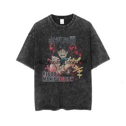 Men's T-Shirts Vintage Washed Tshirts For Men Digital Printing Anime Graphic T Shirt High Quality Women Harajuku Oversize Tee Cotton Streetwear 484