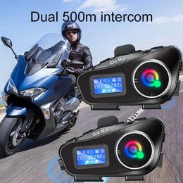 Q58 MAX Motorrad Helm Drahtlose Bluetooth Headset Intercomunicador Moto LCD Display FM Radio Musik Teilen Für 2 Fahrer 500m Intercom