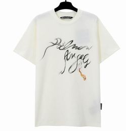 Mens T-shirt Graffiti Tees Palms Palmangel City Designer Limited Inkjet Graffiti Letter Printing Mens Womens Sailboat Short-sleeved Casual Hip Hop Tees qy