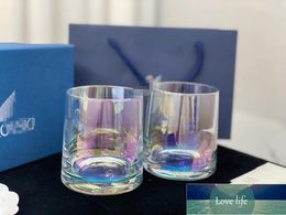 High-end Simple Fashion Whiskey Couple Cups Trapezoidal Natural round Design Wine Glass Two Gift Boxes