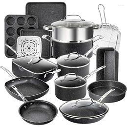 Cookware Sets GRANITESTONE 20 Pc Kitchen Pots And Pans Set Non Stick Granite Nonstick