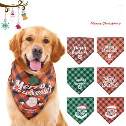 Dog Apparel Pet Dogs Christmas Classic Plaid Drool Saliva Towel Cats Holiday Necklace Triangle Scarf Bibs For Teddy Bear Golden Retriever