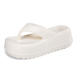 Summer Slipper EVA High Heel Thick Sole Herringbone Slippers for Womens Home Anti slip Flip Flops white