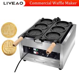 Commercial Round Machine Coin Waffle Maker For Bakery Shop Electric