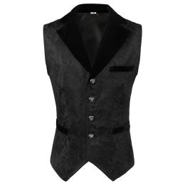 Fashion Trend Men Jacquard Suit Vest Men's Classic Black Business Wedding Prom Party Dress Slim Fit