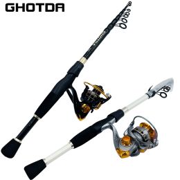 Combo GHOTDA Fishing Rod and Reel Combo Set 1.62.4m Carbon Fiber Casting Rod and 5.2:1 Gear Ratio Spinning Fishing Reel Carp Pesca