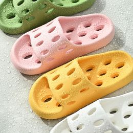 Summer Home Hollow Leakage Cheese Slippers for Women Bathing in Bathroom Quick Drying Couples Non slip Mens EVA Slipper sandals