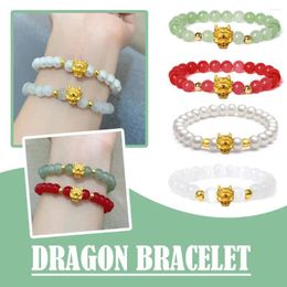 Link Bracelets 1pc Chinese Style Dragon Year Lucky Braided Rope Bracelet Beads Couple Friend Christmas 2024 Gift