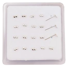 Stud Double star Nose Pins 925 Sterling Silver Nose Stud Piercing Nariz Body Jewelry 20pcs/Pack