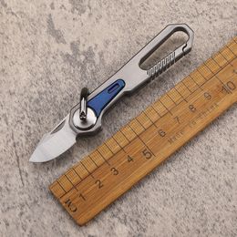 1Pcs New A2274 High End Small Folding Knife M390 Satin Blade CNC TC4 Titanium Alloy Handle EDC Pocket Keychain Knives Outdoor Tools