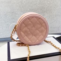 Designer Bags Classic Women Round Vanity Bag Caviar Leather Calfskin Matelasse Chain Crossbody Handbag Lady Cosmetic Circle Should2989