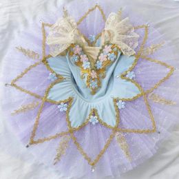 Stage Wear 2024 Professional Ballet Tutu For Kids Girls Women Purple Swan Lake Dance Clothes Adult Pancake Ballerina Dress