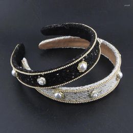 Hair Clips Baroque Pearl Rhinestones Beads Headband Flower Tiara Luxury Headpiece Accessories For Women Wedding 69