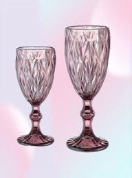 240ml 300ml 4colors European style embossed stained glass wine lamp thick goblets9774830