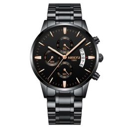 NIBOSI Men Watches Top Brand Luxury Chronograph Men Sports Watches Waterproof Full Steel Quartz Men's Watch Relogio Masculino255Q
