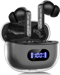 Wireless earbuds, Bluetooth earbuds, 6 microphones clear call sound, air earbuds, bass, LED power display, waterproof earbuds, 30 hours compatible with iPhone and Android