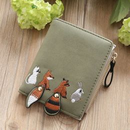 High quality Womens Wallet Lovely Cartoon Animals Short Leather Female Small Coin Purse Hasp Zipper Purse Card Holder For Girls