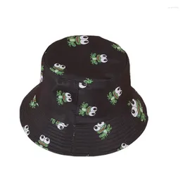 Berets Printing Frog Sunflower Number Bucket Hat Hip Hop Fishman Hats Summer Women Two Side Wear Bob Cap Sun Protection
