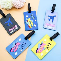 New Fashion Suitcase Luggage Tag Cartoon ID Address Holder Baggage Label Geometry Silica Gel Identifier Travel Accessories