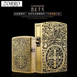 Lighters New Creative Personality Constantine Extra Large Copper Kerosene Lighter Heavy Armor Extra Large Lighter Mens Small Gift YQ240222